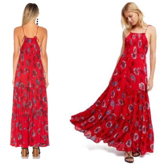 Free People Dresses & Skirts - NWT Free People Red Blue Floral Maxi Dress